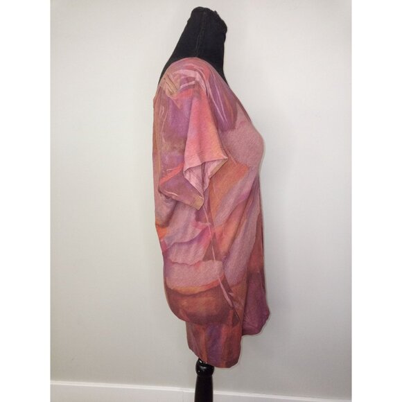 twenty-one Red Orange V-Neck Bleach Washed Short Sleeve Tee Size Large - Picture 4 of 6